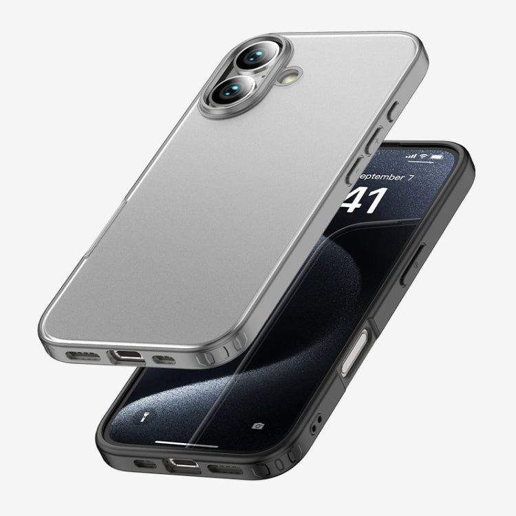 For iPhone 16 Armor Clear TPU Hard PC Phone Case(Matte Black) - iPhone 16 Cases by PMC TechLife | Online Shopping South Africa | PMC TechLife | Buy Now Pay Later Mobicred