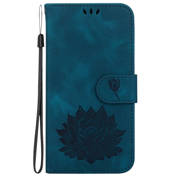 For Google Pixel 9 Lotus Embossed Leather Phone Case(Dark Blue) - Google Cases by PMC TechLife | Online Shopping South Africa | PMC TechLife | Buy Now Pay Later Mobicred