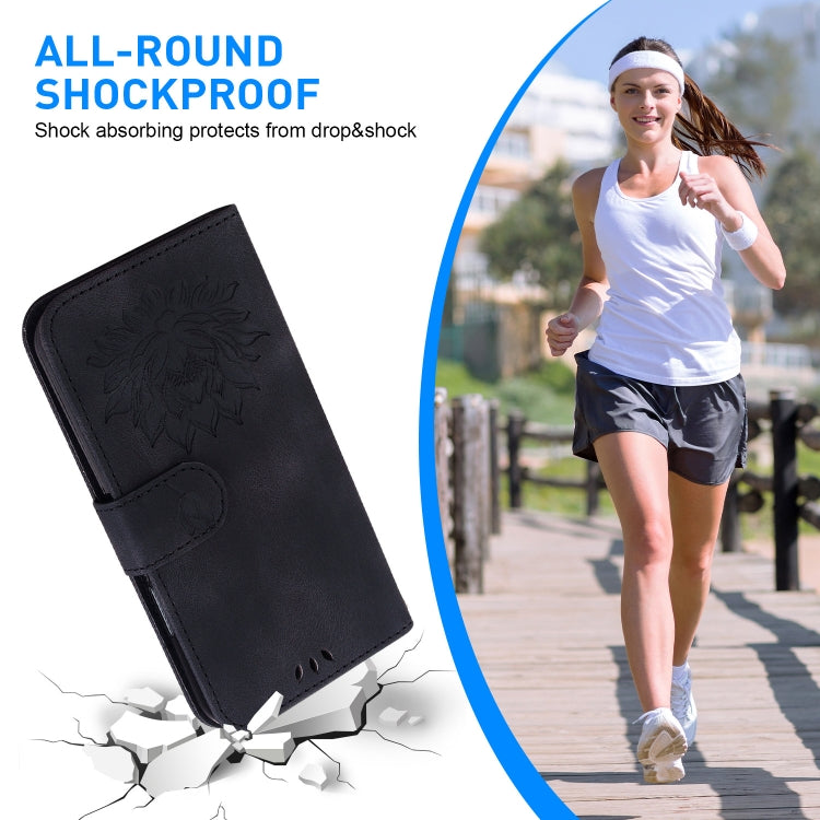 For Google Pixel 9 Lotus Embossed Leather Phone Case(Black) - Google Cases by PMC TechLife | Online Shopping South Africa | PMC TechLife | Buy Now Pay Later Mobicred