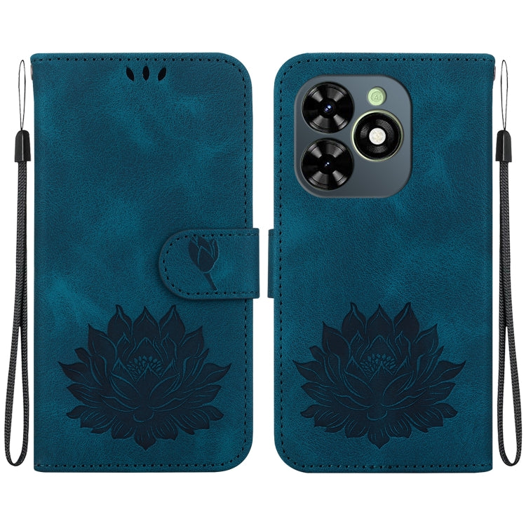 For Tecno Spark G0 2024 / Spark 20 Lotus Embossed Leather Phone Case(Dark Blue) - Tecno Cases by PMC Jewellery | Online Shopping South Africa | PMC Jewellery | Buy Now Pay Later Mobicred