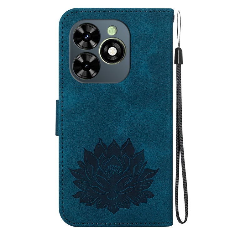 For Tecno Spark G0 2024 / Spark 20 Lotus Embossed Leather Phone Case(Dark Blue) - Tecno Cases by PMC Jewellery | Online Shopping South Africa | PMC Jewellery | Buy Now Pay Later Mobicred