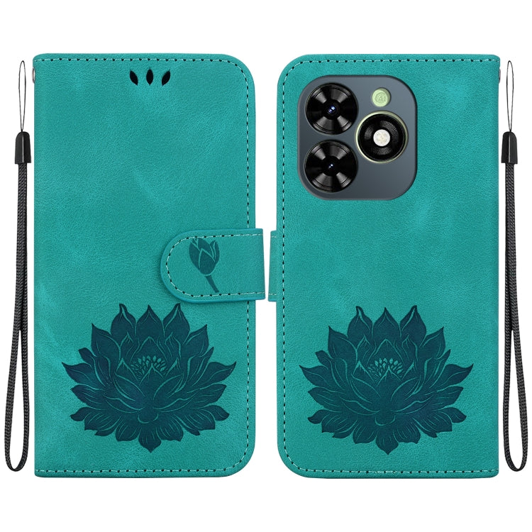For Tecno Spark G0 2024 / Spark 20 Lotus Embossed Leather Phone Case(Green) - Tecno Cases by PMC Jewellery | Online Shopping South Africa | PMC Jewellery | Buy Now Pay Later Mobicred