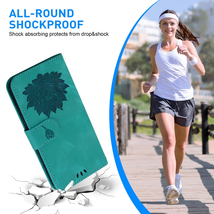 For Tecno Spark G0 2024 / Spark 20 Lotus Embossed Leather Phone Case(Green) - Tecno Cases by PMC Jewellery | Online Shopping South Africa | PMC Jewellery | Buy Now Pay Later Mobicred