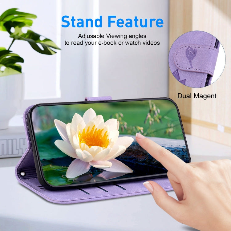 For Tecno Spark G0 2024 / Spark 20 Lotus Embossed Leather Phone Case(Purple) - Tecno Cases by PMC Jewellery | Online Shopping South Africa | PMC Jewellery | Buy Now Pay Later Mobicred