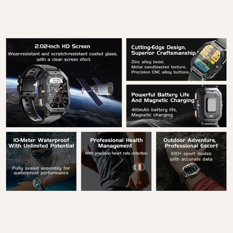 LEMFO C28 2.02 inch Sport Smart Watch, Support Bluetooth Call / Sleep / Blood Oxygen / Heart Rate / Blood Pressure Health Monitor(Black) - free shipping - PMC TechLife - Order now!