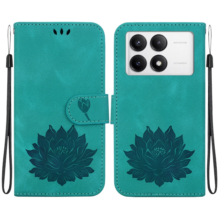 For Redmi K70 / K70 Pro Lotus Embossed Leather Phone Case(Green) - Xiaomi Cases by PMC Jewellery | Online Shopping South Africa | PMC Jewellery | Buy Now Pay Later Mobicred