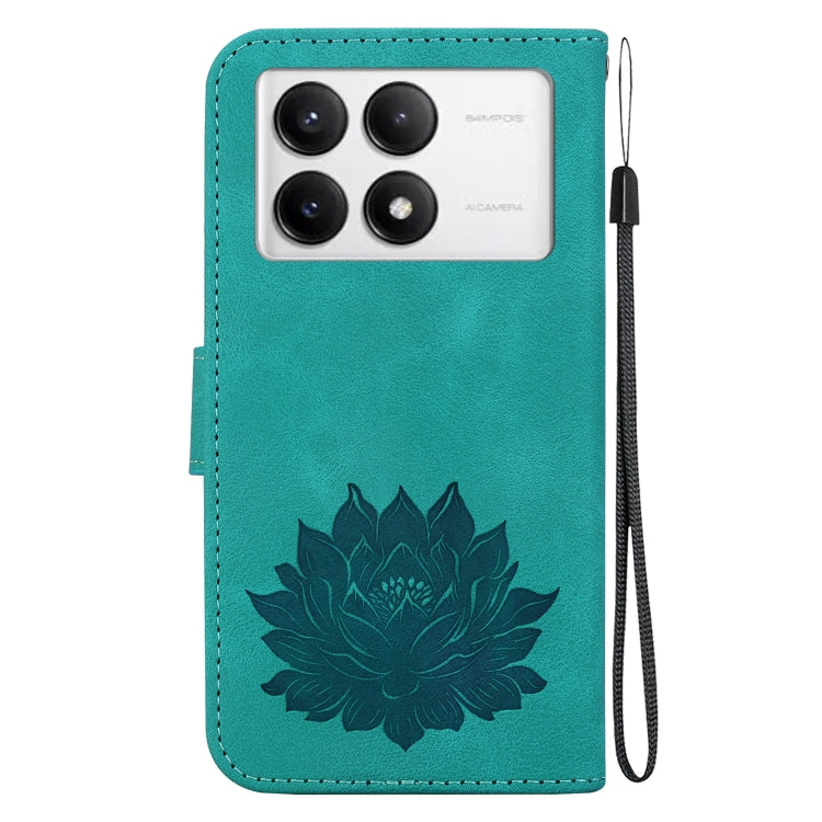For Redmi K70 / K70 Pro Lotus Embossed Leather Phone Case(Green) - Xiaomi Cases by PMC Jewellery | Online Shopping South Africa | PMC Jewellery | Buy Now Pay Later Mobicred