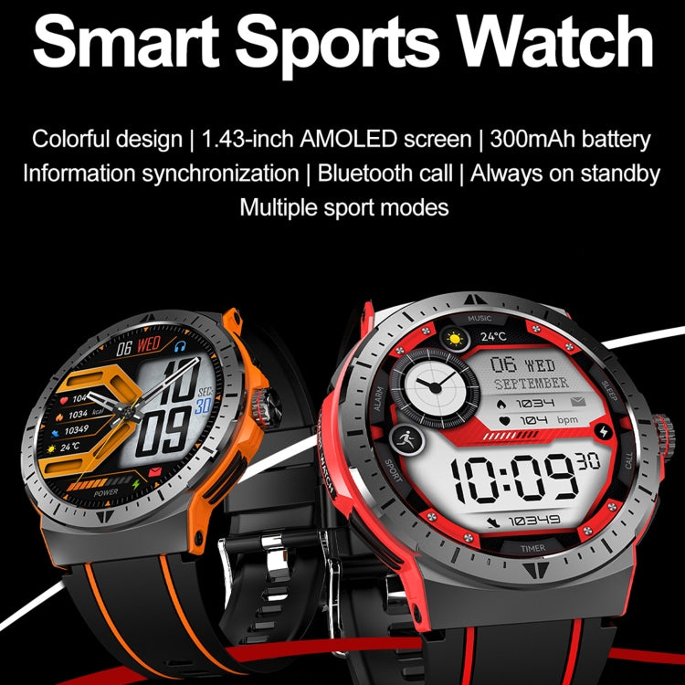 LEMFO HK52 1.43 inch BT5.3 IP68 Sport Smart Watch, Support Bluetooth Call / Message Notification / Heart Rate / Blood Pressure Health Monitor(Orange) - free shipping - PMC TechLife - Order now!