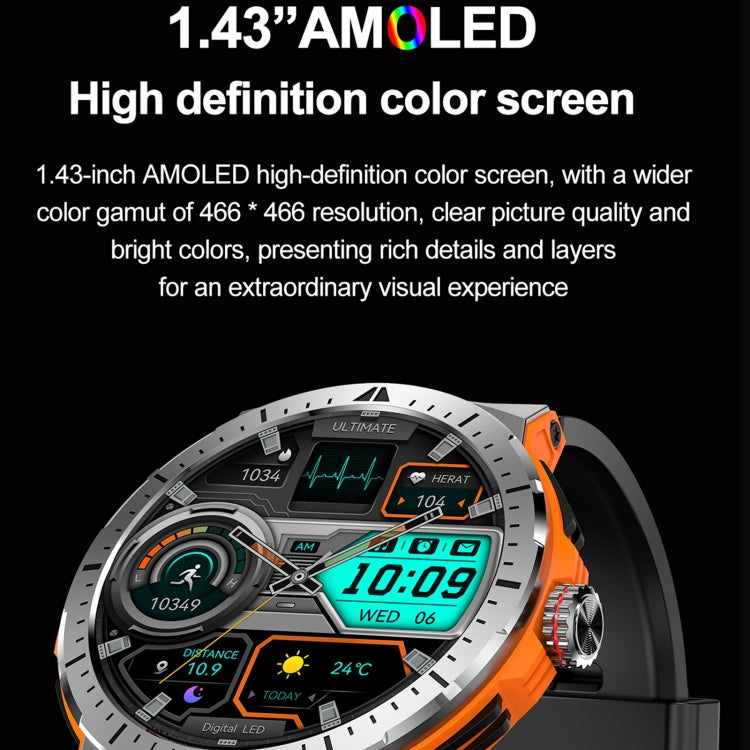 LEMFO HK52 1.43 inch BT5.3 IP68 Sport Smart Watch, Support Bluetooth Call / Message Notification / Heart Rate / Blood Pressure Health Monitor(Orange) - free shipping - PMC TechLife - Order now!