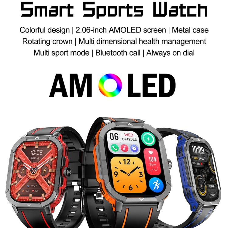 LEMFO HK56 2.06 inch BT5.3 IP68 Sport Smart Watch, Support Bluetooth Call / Message Notification / Heart Rate / Blood Pressure Health Monitor(Orange) - free shipping - PMC TechLife - Order now!