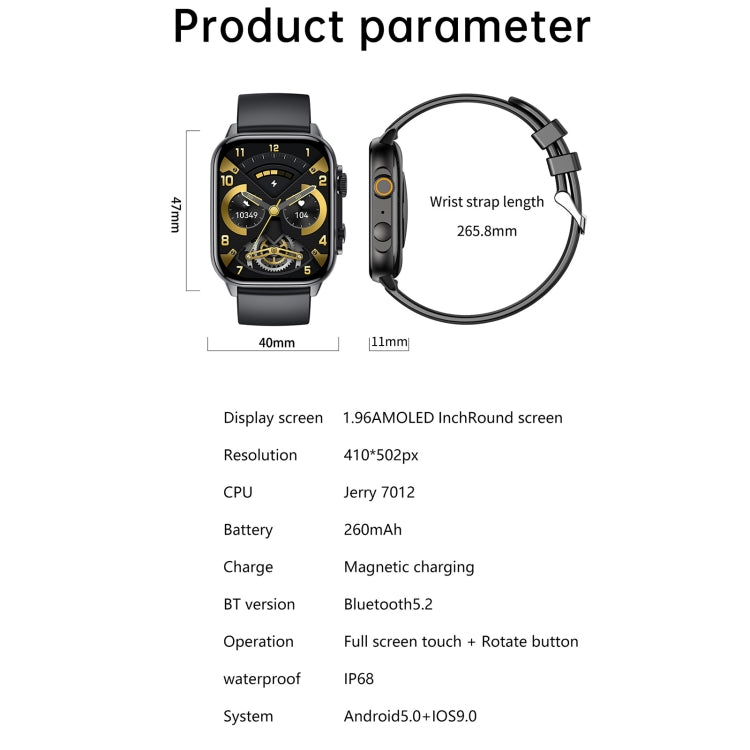 LEMFO HK95 1.952 inch BT5.0 IP68 Sport Smart Watch, Support Bluetooth Call / Sleep / Blood Oxygen / Heart Rate / Blood Pressure Health Monitor(Gold) - Smart Watches by LEMFO | Online Shopping South Africa | PMC TechLife | Buy Now Pay Later Mobicred