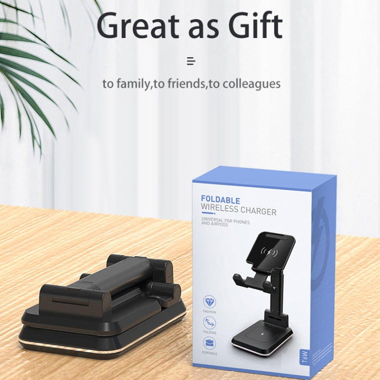 T6 2 in 1 Portable Folding Stand Wireless Charging, Style:Single Charge(Black) - Wireless Charger by PMC Jewellery | Online Shopping South Africa | PMC Jewellery | Buy Now Pay Later Mobicred