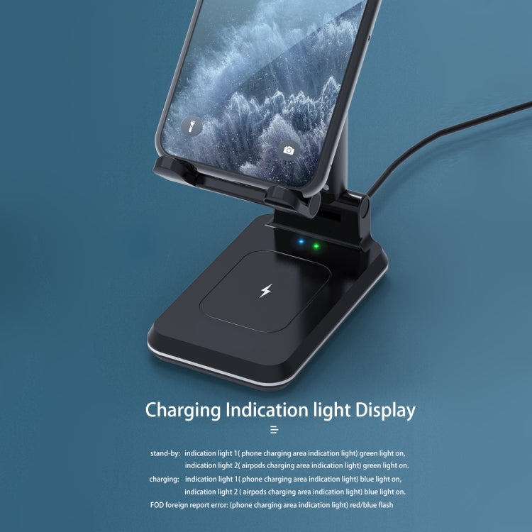 T6 2 in 1 Portable Folding Stand Wireless Charging, Style:Double Charge(Black) - Wireless Charger by PMC Jewellery | Online Shopping South Africa | PMC Jewellery | Buy Now Pay Later Mobicred