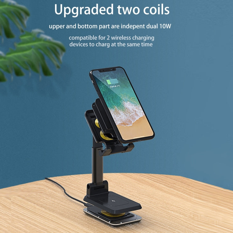 T6 2 in 1 Portable Folding Stand Wireless Charging, Style:Double Charge(White) - Wireless Charger by PMC Jewellery | Online Shopping South Africa | PMC Jewellery | Buy Now Pay Later Mobicred