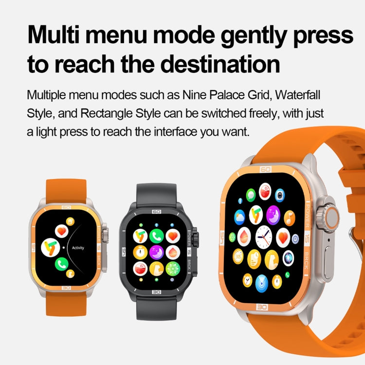 HK96S 2.06 inch BT5.3 IP68 Sport Smart Watch, Support Bluetooth Call / Sleep / Blood Oxygen / Heart Rate / Blood Pressure Health Monitor(Orange) - Smart Watches by PMC TechLife | Online Shopping South Africa | PMC TechLife | Buy Now Pay Later Mobicred