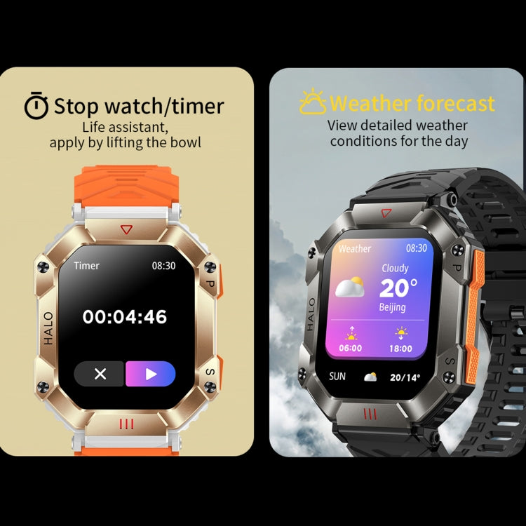 KR80 2.0 inch BT5.1 IP67 Sport Smart Watch, Support Bluetooth Call / Sleep / Blood Oxygen / Heart Rate / Blood Pressure Health Monitor(White+Orange) - Smart Watches by PMC TechLife | Online Shopping South Africa | PMC TechLife | Buy Now Pay Later Mobicred