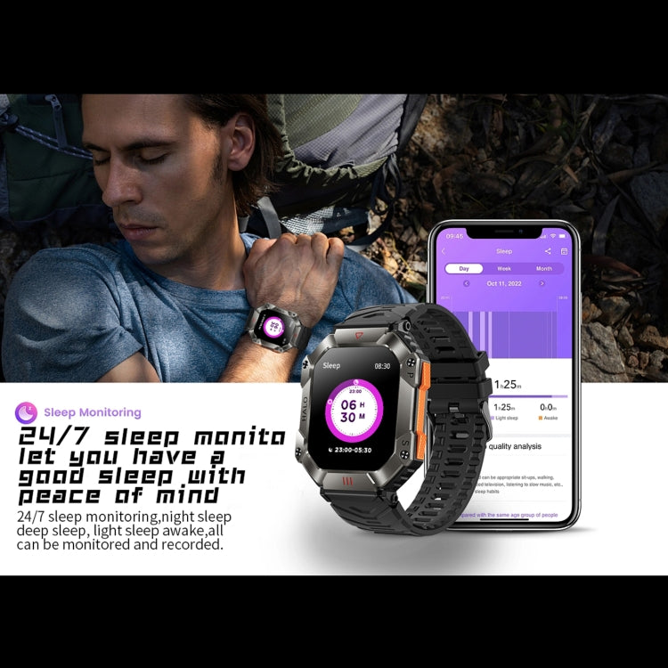 KR80 2.0 inch BT5.1 IP67 Sport Smart Watch, Support Bluetooth Call / Sleep / Blood Oxygen / Heart Rate / Blood Pressure Health Monitor(White+Orange) - Smart Watches by PMC TechLife | Online Shopping South Africa | PMC TechLife | Buy Now Pay Later Mobicred