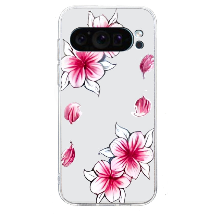 For Google Pixel 9 Colored Drawing Pattern Transparent TPU Phone Case(Sakura) - Google Cases by PMC TechLife | Online Shopping South Africa | PMC TechLife | Buy Now Pay Later Mobicred