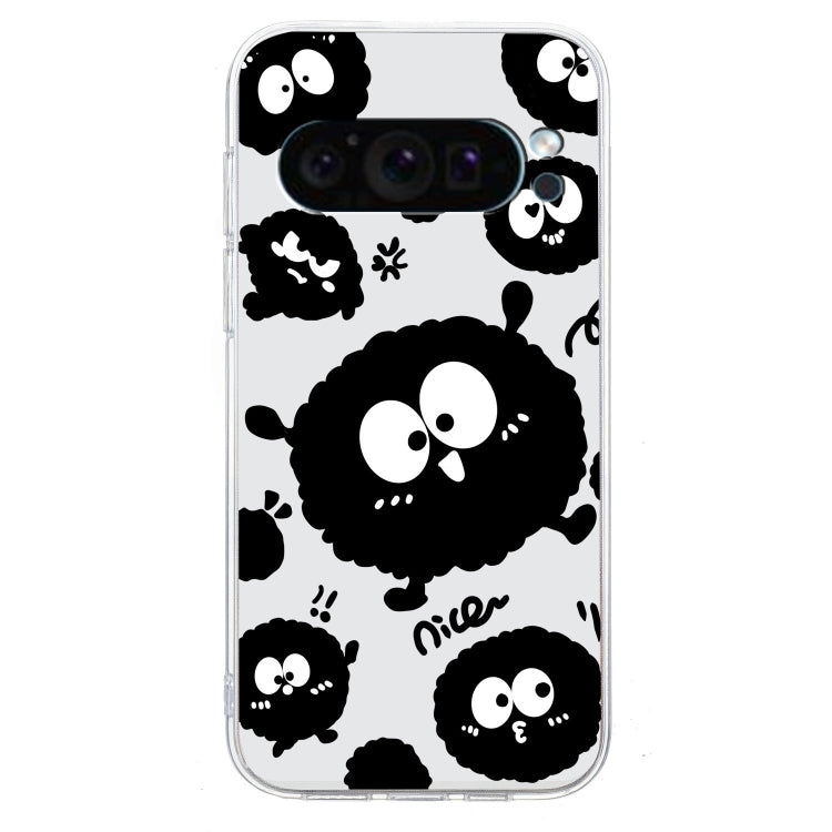For Google Pixel 9 Colored Drawing Pattern Transparent TPU Phone Case(Black Eye) - Google Cases by PMC TechLife | Online Shopping South Africa | PMC TechLife | Buy Now Pay Later Mobicred