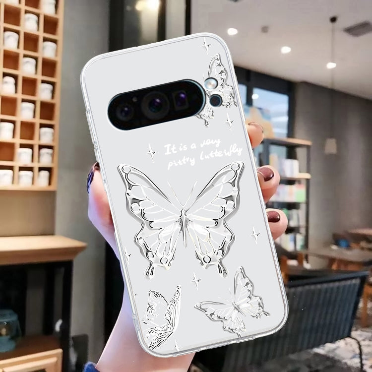 For Google Pixel 9 Colored Drawing Pattern Transparent TPU Phone Case(Butterflies) - Google Cases by PMC TechLife | Online Shopping South Africa | PMC TechLife | Buy Now Pay Later Mobicred