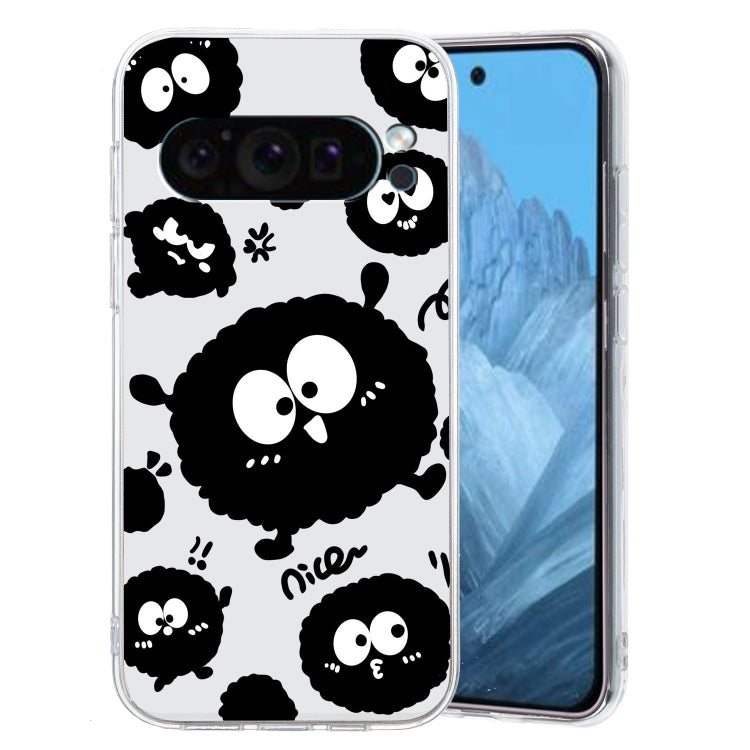For Google Pixel 9 Pro Colored Drawing Pattern Transparent TPU Phone Case(Black Eye) - Google Cases by PMC TechLife | Online Shopping South Africa | PMC TechLife | Buy Now Pay Later Mobicred