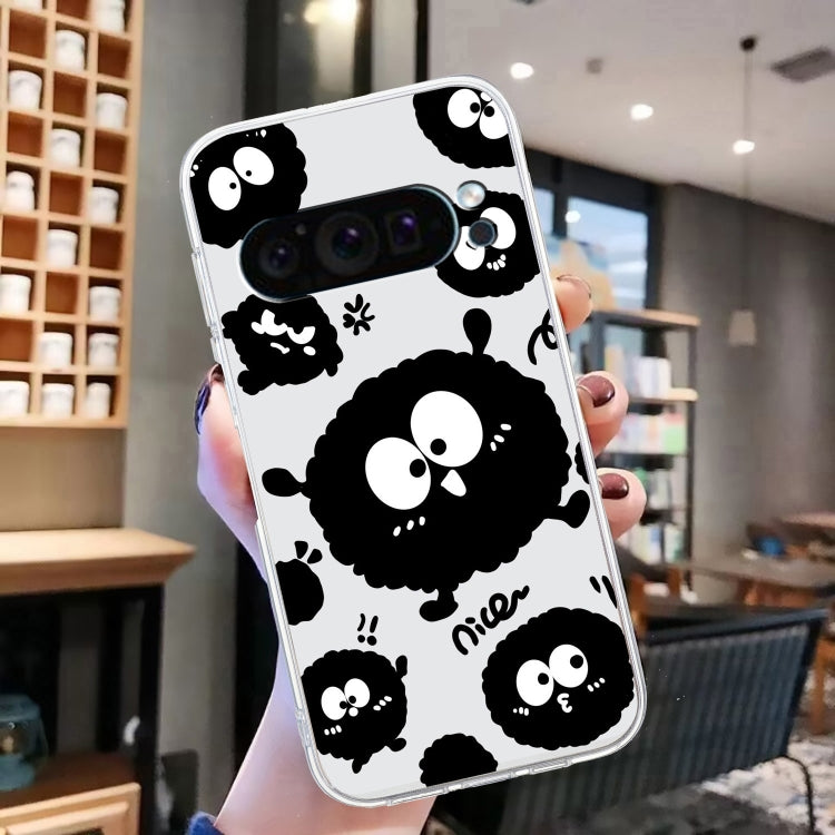For Google Pixel 9 Pro Colored Drawing Pattern Transparent TPU Phone Case(Black Eye) - Google Cases by PMC TechLife | Online Shopping South Africa | PMC TechLife | Buy Now Pay Later Mobicred