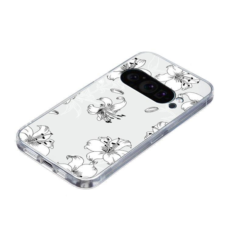 For Google Pixel 9 Pro Colored Drawing Pattern Transparent TPU Phone Case(White Flower) - Google Cases by PMC TechLife | Online Shopping South Africa | PMC TechLife | Buy Now Pay Later Mobicred