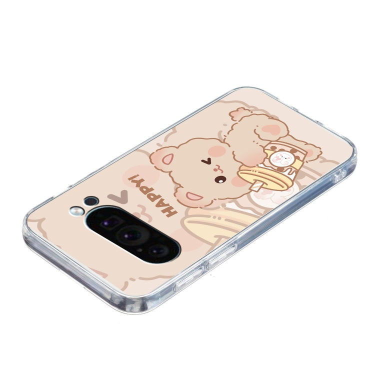 For Google Pixel 9 Pro Colored Drawing Pattern Transparent TPU Phone Case(Bear) - Google Cases by PMC TechLife | Online Shopping South Africa | PMC TechLife | Buy Now Pay Later Mobicred