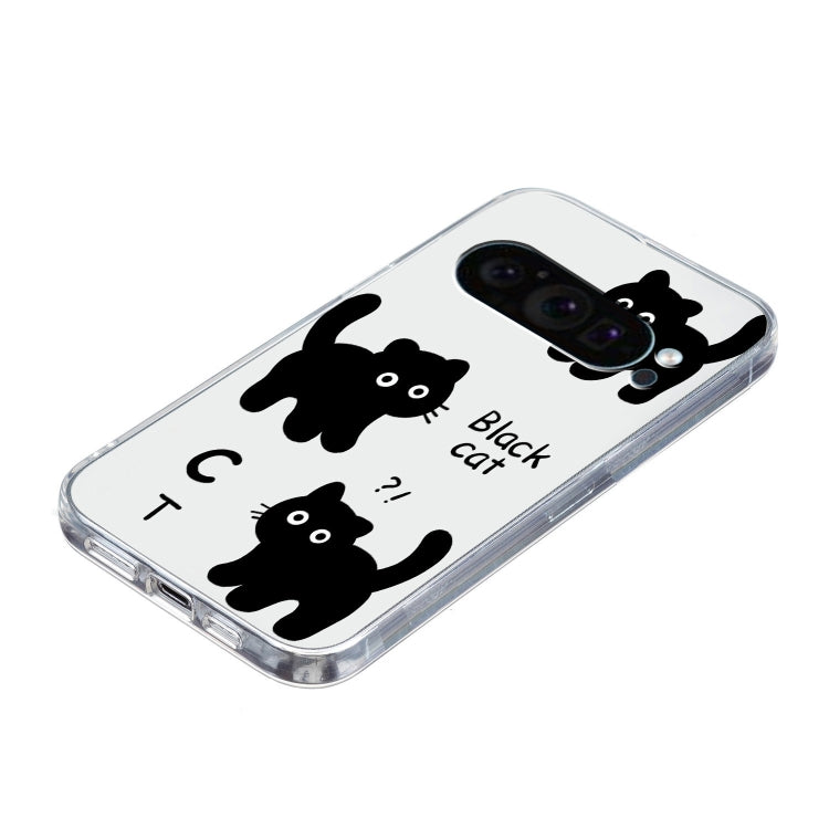For Google Pixel 9 Pro Colored Drawing Pattern Transparent TPU Phone Case(Black Cat) - Google Cases by PMC TechLife | Online Shopping South Africa | PMC TechLife | Buy Now Pay Later Mobicred