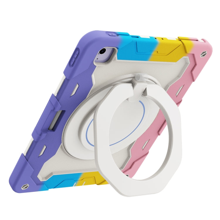 For iPad Air 13 2024 / 2025 Armor Portable Rotating Ring Holder Silicone Tablet Case with Pen Slot(Colorful Pink) - iPad Air 13 2025 / 2024 Cases by PMC TechLife | Online Shopping South Africa | PMC TechLife | Buy Now Pay Later Mobicred