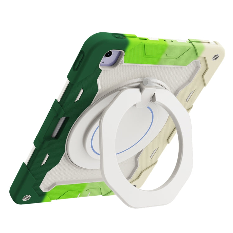 For iPad Air 13 2024 / 2025 Armor Portable Rotating Ring Holder Silicone Tablet Case with Pen Slot(Colorful Green) - iPad Air 13 2025 / 2024 Cases by PMC TechLife | Online Shopping South Africa | PMC TechLife | Buy Now Pay Later Mobicred