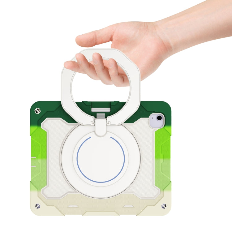 For iPad Air 13 2024 / 2025 Armor Portable Rotating Ring Holder Silicone Tablet Case with Pen Slot(Colorful Green) - iPad Air 13 2025 / 2024 Cases by PMC TechLife | Online Shopping South Africa | PMC TechLife | Buy Now Pay Later Mobicred