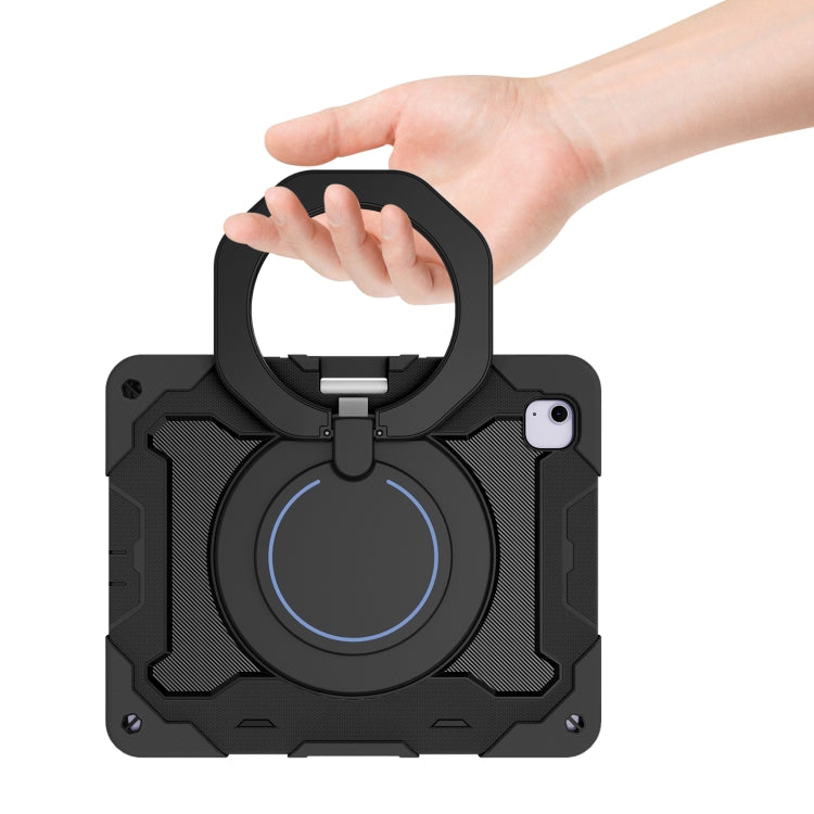 For iPad Air 13 2024 / 2025 Armor Portable Rotating Ring Holder Silicone Tablet Case with Pen Slot(Black) - iPad Air 13 2025 / 2024 Cases by PMC TechLife | Online Shopping South Africa | PMC TechLife | Buy Now Pay Later Mobicred