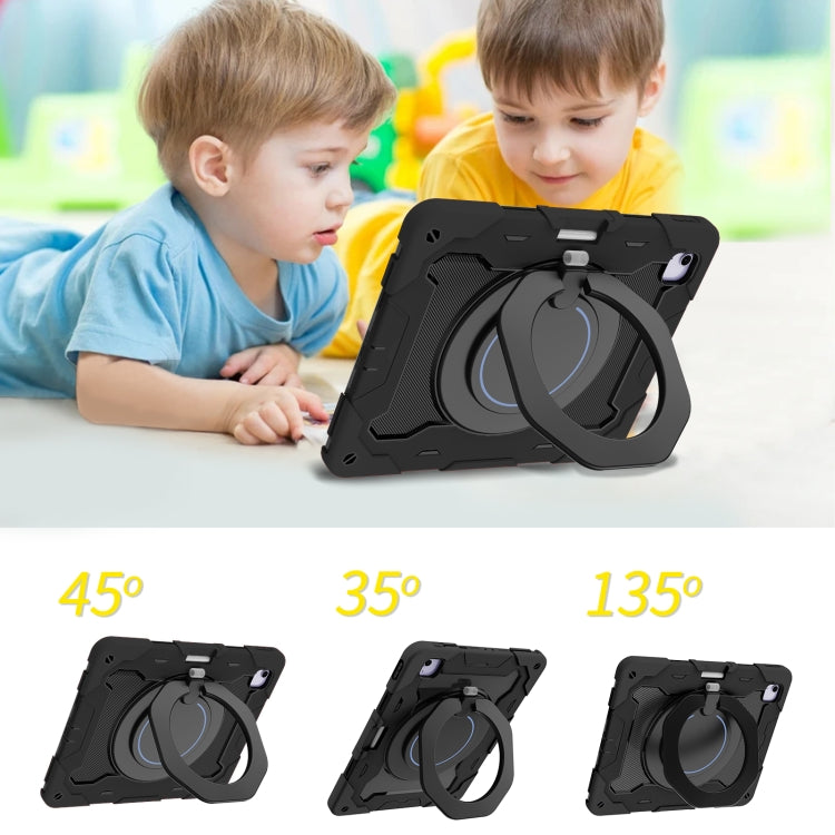 For iPad Air 13 2024 / 2025 Armor Portable Rotating Ring Holder Silicone Tablet Case with Pen Slot(Black) - iPad Air 13 2025 / 2024 Cases by PMC TechLife | Online Shopping South Africa | PMC TechLife | Buy Now Pay Later Mobicred