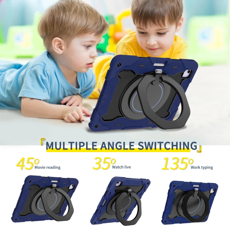 For iPad Air 13 2024 / 2025 Armor Portable Rotating Ring Holder Silicone Tablet Case with Pen Slot(Navy Blue) - iPad Air 13 2025 / 2024 Cases by PMC TechLife | Online Shopping South Africa | PMC TechLife | Buy Now Pay Later Mobicred