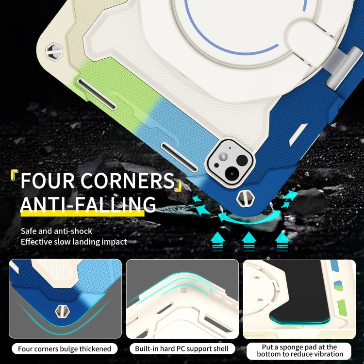 For iPad Pro 11 2024 Armor Portable Rotating Ring Holder Silicone Tablet Case with Pen Slot(Colorful Blue) - free shipping - PMC TechLife - Order now!