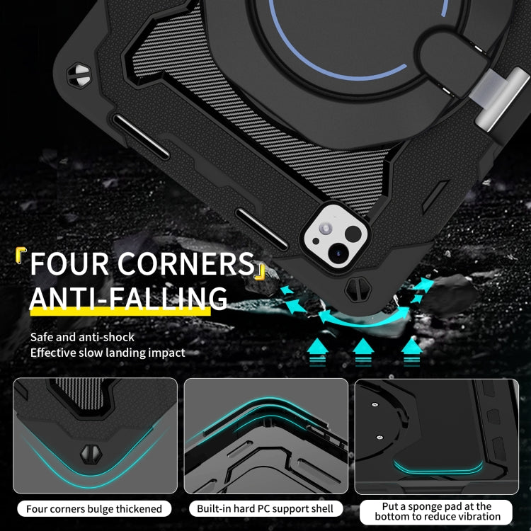 For iPad Pro 11 2024 Armor Portable Rotating Ring Holder Silicone Tablet Case with Pen Slot(Black) - iPad Pro 11 2024 Cases by PMC TechLife | Online Shopping South Africa | PMC TechLife | Buy Now Pay Later Mobicred