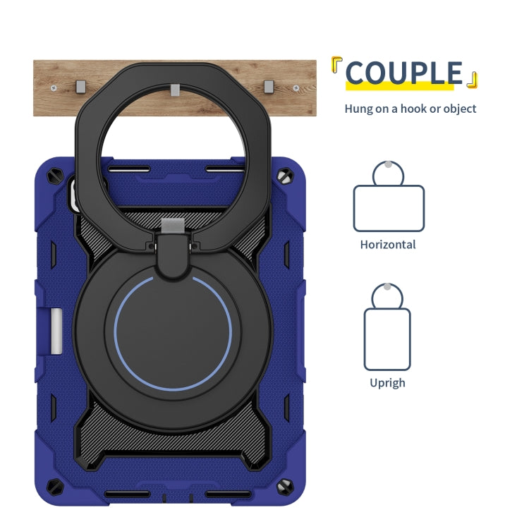 For iPad Pro 11 2024 Armor Portable Rotating Ring Holder Silicone Tablet Case with Pen Slot(Navy Blue) - iPad Pro 11 2024 Cases by PMC TechLife | Online Shopping South Africa | PMC TechLife | Buy Now Pay Later Mobicred