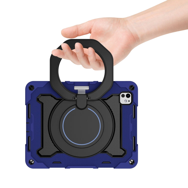 For iPad Pro 11 2024 Armor Portable Rotating Ring Holder Silicone Tablet Case with Pen Slot(Navy Blue) - iPad Pro 11 2024 Cases by PMC TechLife | Online Shopping South Africa | PMC TechLife | Buy Now Pay Later Mobicred
