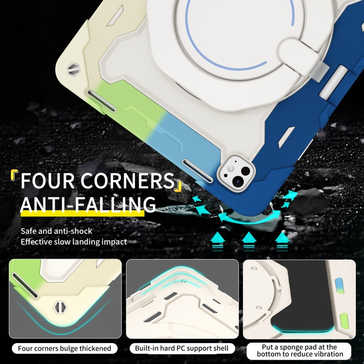For iPad Pro 13 2024 Armor Portable Rotating Ring Holder Silicone Tablet Case with Pen Slot(Colorful Blue) - iPad Pro 13 2024 Cases by PMC TechLife | Online Shopping South Africa | PMC TechLife | Buy Now Pay Later Mobicred