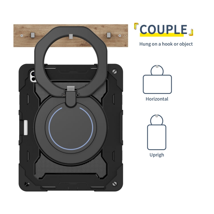 For iPad Pro 13 2024 Armor Portable Rotating Ring Holder Silicone Tablet Case with Pen Slot(Black) - iPad Pro 13 2024 Cases by PMC TechLife | Online Shopping South Africa | PMC TechLife | Buy Now Pay Later Mobicred