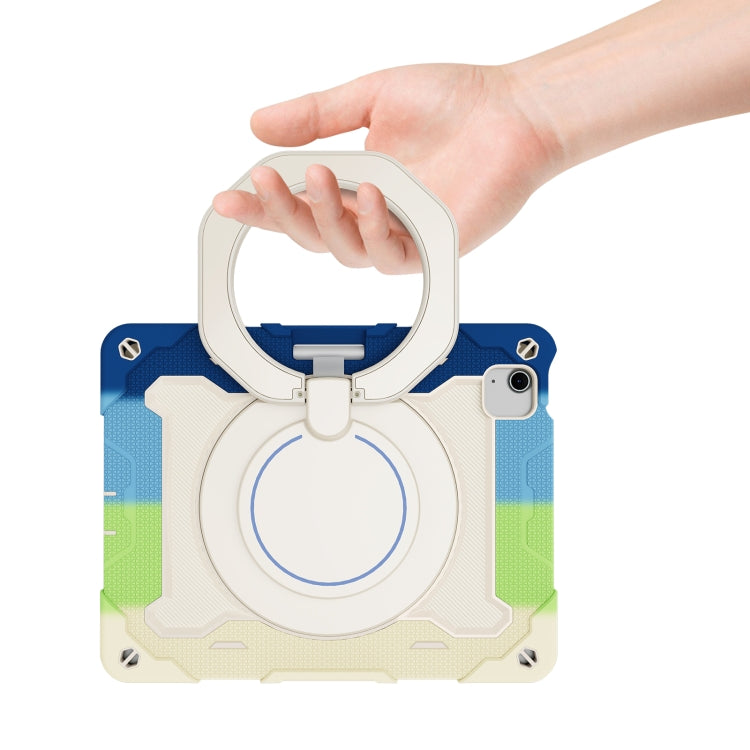 For iPad Air 11 2024 Armor Portable Rotating Ring Holder Silicone Tablet Case with Pen Slot(Colorful Blue) - iPad Air 11 2024 Cases by PMC TechLife | Online Shopping South Africa | PMC TechLife | Buy Now Pay Later Mobicred