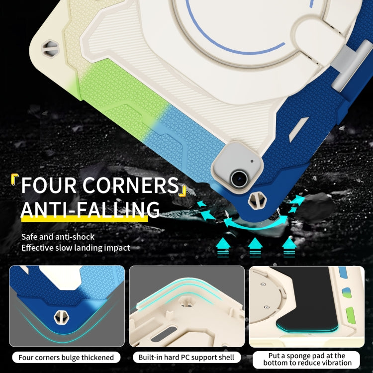 For iPad Air 11 2024 Armor Portable Rotating Ring Holder Silicone Tablet Case with Pen Slot(Colorful Blue) - iPad Air 11 2024 Cases by PMC TechLife | Online Shopping South Africa | PMC TechLife | Buy Now Pay Later Mobicred