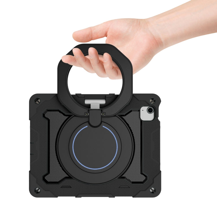 For iPad Air 11 2024 / 2025 Armor Portable Rotating Ring Holder Silicone Tablet Case with Pen Slot(Black) - iPad Air 11 2025 / 2024 Cases by PMC TechLife | Online Shopping South Africa | PMC TechLife | Buy Now Pay Later Mobicred