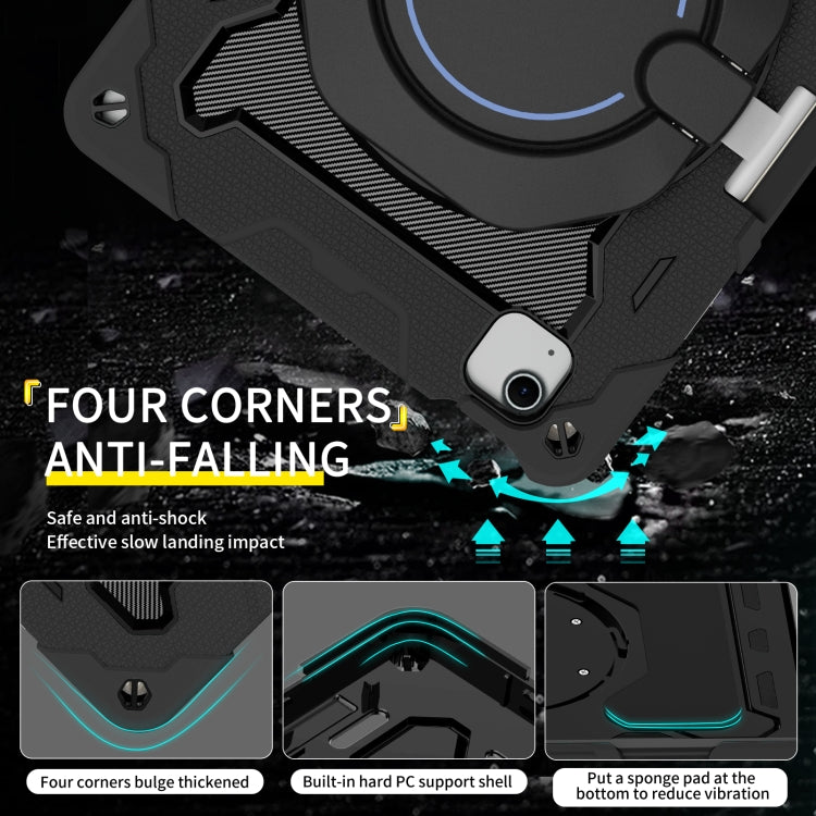 For iPad Air 11 2024 / 2025 Armor Portable Rotating Ring Holder Silicone Tablet Case with Pen Slot(Black) - iPad Air 11 2025 / 2024 Cases by PMC TechLife | Online Shopping South Africa | PMC TechLife | Buy Now Pay Later Mobicred