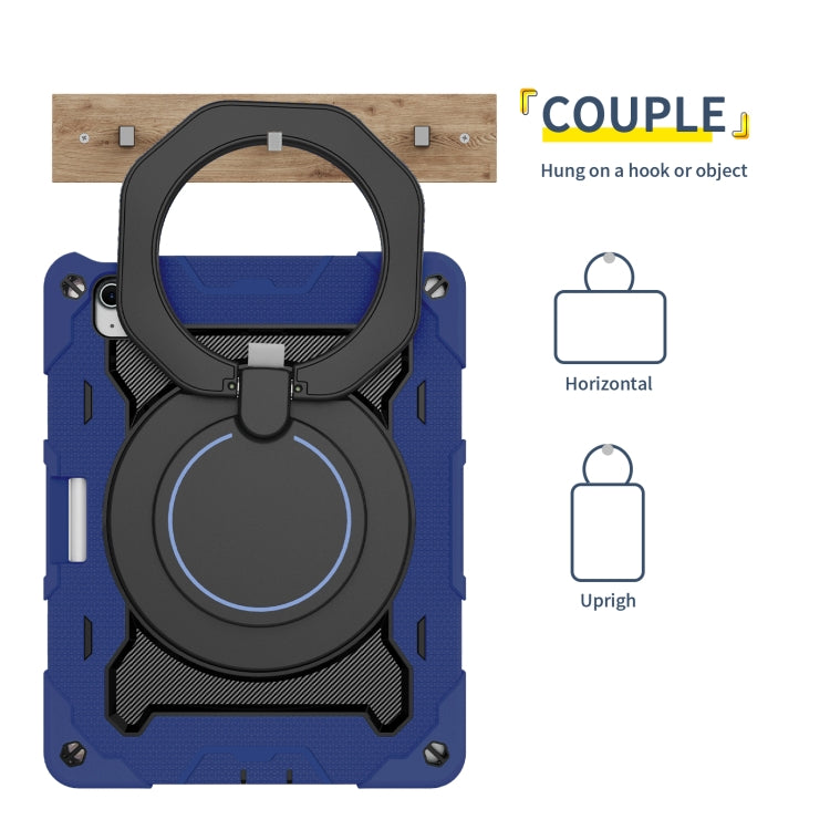 For iPad Air 11 2024 / 2025 Armor Portable Rotating Ring Holder Silicone Tablet Case with Pen Slot(Navy Blue) - iPad Air 11 2025 / 2024 Cases by PMC TechLife | Online Shopping South Africa | PMC TechLife | Buy Now Pay Later Mobicred