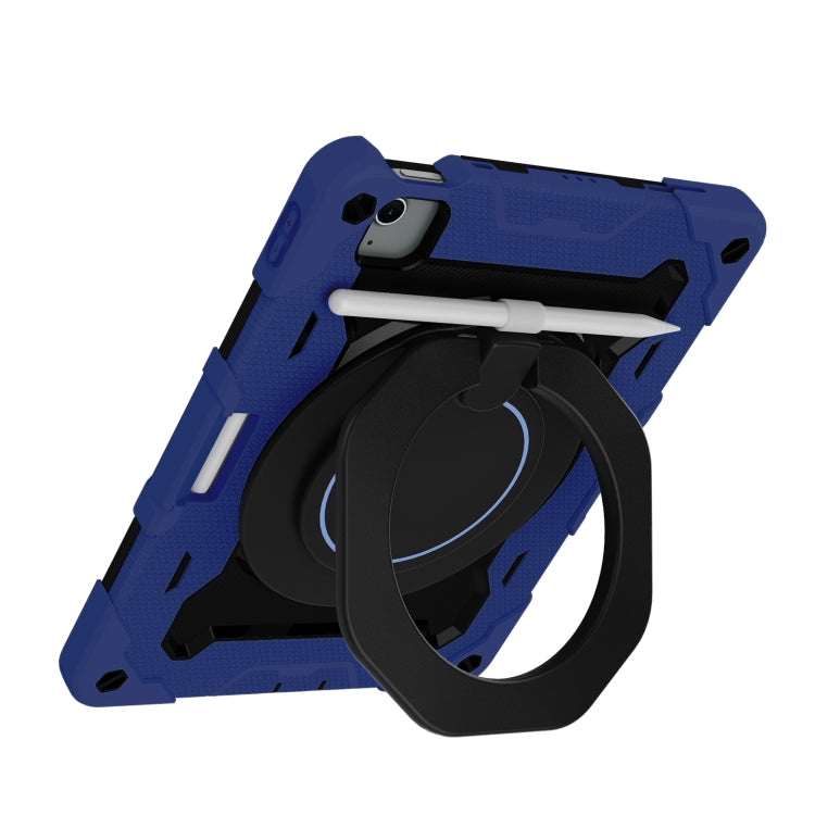 For iPad Air 11 2024 / 2025 Armor Portable Rotating Ring Holder Silicone Tablet Case with Pen Slot(Navy Blue) - iPad Air 11 2025 / 2024 Cases by PMC TechLife | Online Shopping South Africa | PMC TechLife | Buy Now Pay Later Mobicred