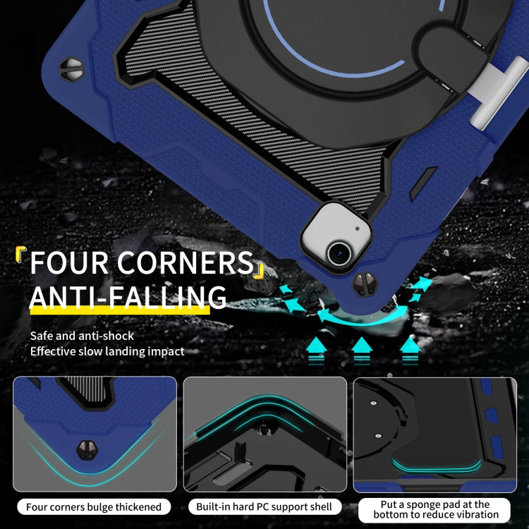 For iPad Air 11 2024 / 2025 Armor Portable Rotating Ring Holder Silicone Tablet Case with Pen Slot(Navy Blue) - iPad Air 11 2025 / 2024 Cases by PMC TechLife | Online Shopping South Africa | PMC TechLife | Buy Now Pay Later Mobicred