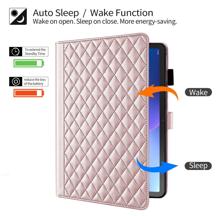 For Lenovo Tab M10 Plus 10.6 3rd Gen Rhombus Lattice Leather Smart Tablet Case(Rose Gold) - Lenovo by PMC TechLife | Online Shopping South Africa | PMC TechLife | Buy Now Pay Later Mobicred