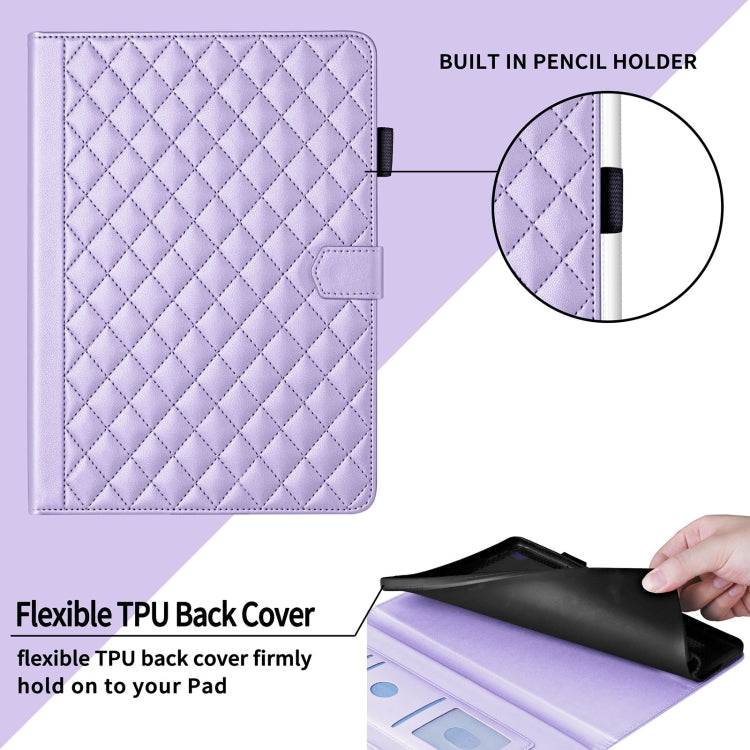 For Lenovo Tab M10 Plus 10.6 3rd Gen Rhombus Lattice Leather Smart Tablet Case(Purple) - Lenovo by PMC TechLife | Online Shopping South Africa | PMC TechLife | Buy Now Pay Later Mobicred